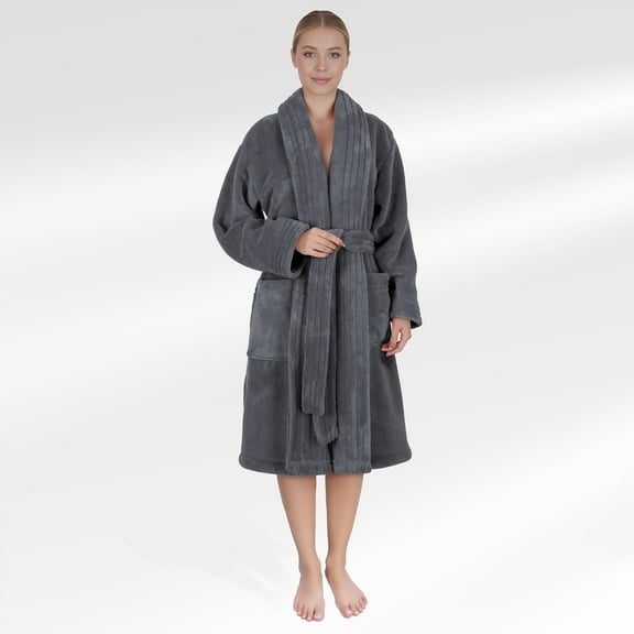 American Soft Linen Women’s Fleece Bathrobe – Luxury Soft, Plush, Fuzzy & Warm Robe for Women, Cozy Spa Quality Adult Bathroom Lounge Robe