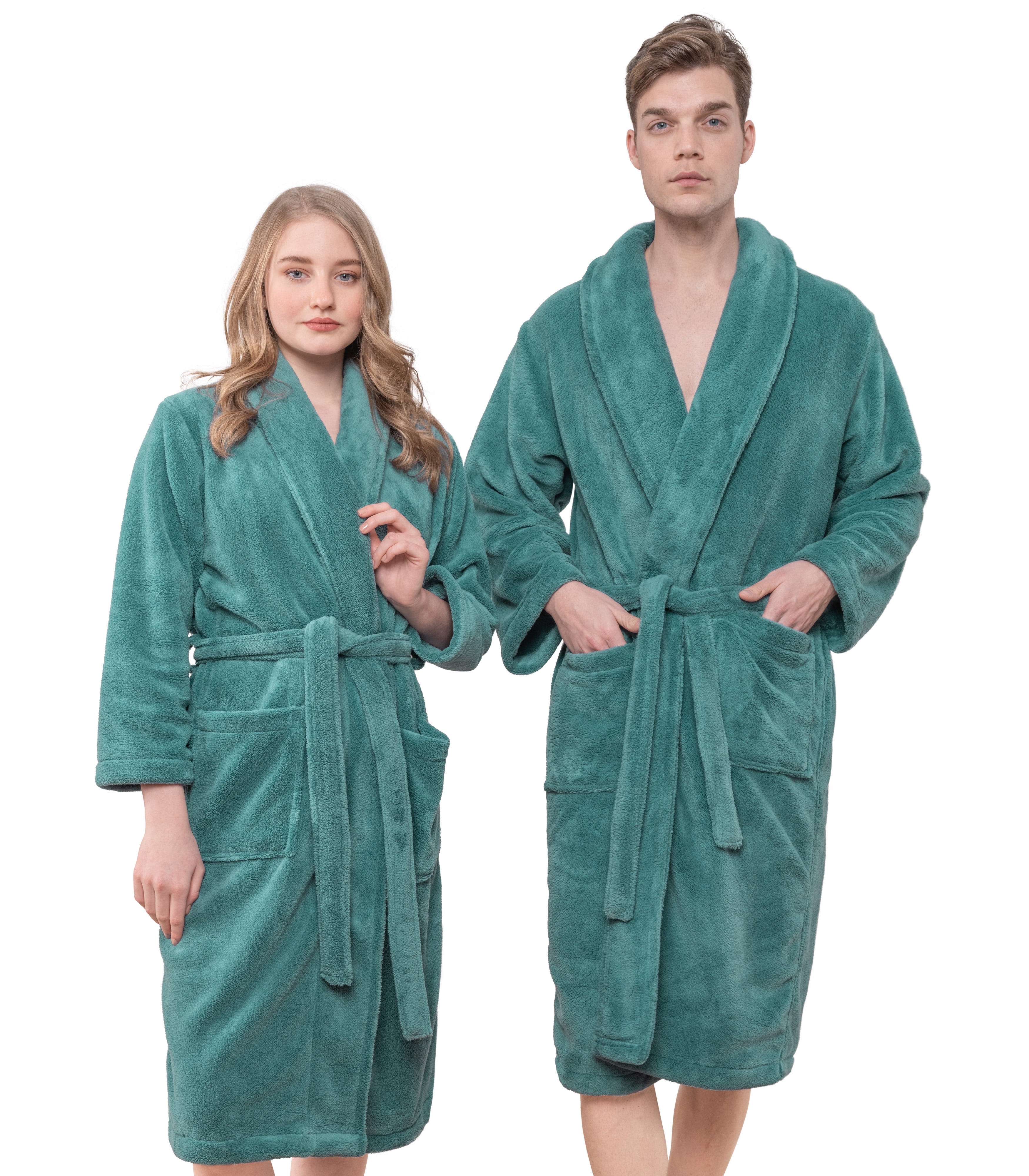 American Soft Linen Men & Women Super Soft Fleece Bathrobe with Shawl ...