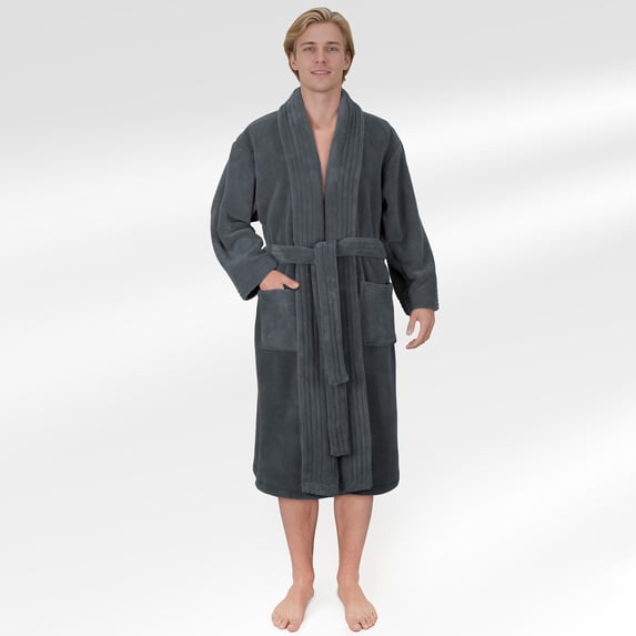 American Soft Linen Mens Bahrobe, Soft Absorbent Light Weight Cozy Fleece Robes for Men