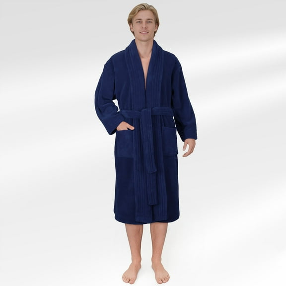American Soft Linen Mens Bahrobe, Soft Absorbent Light Weight Cozy Fleece Robes for Men