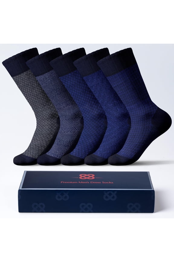 Mens Dress Socks, Luxury Bamboo Rayon Socks for Men, 5/10 Pack, Gift Box