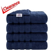 American Soft Linen Navy Blue Bath Towel Set 100% Turkish Cotton Towels for Bathroom 4 Piece