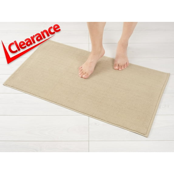 American Soft Linen, Slip Reducer Bath Rug, 100% Cotton 17x24 inches, Soft Absorbent Bath Mat Rugs, Beige