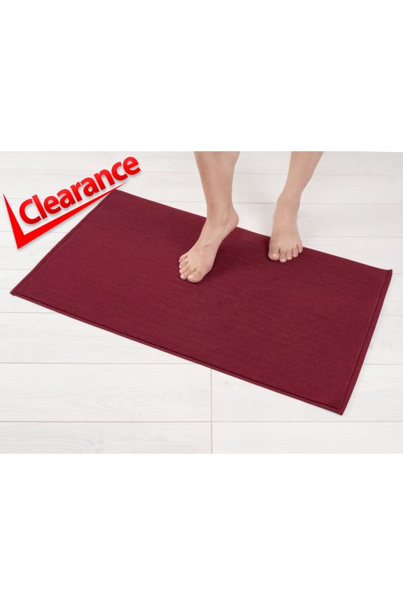 , Silicone Backing Bath Rug, 100% Cotton 17x24 inches, Soft Absorbent Bath Mat Rugs, Bordeaux
