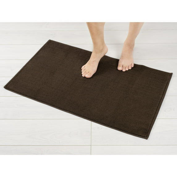 American Soft Linen, Slip Reducer Bath Rug, 100% Cotton 17x24 inches, Soft Absorbent Bath Mat Rugs, Brown