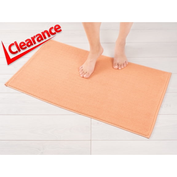 American Soft Linen, Slip Reducer Bath Rug, 100% Cotton 17x24 inches, Soft Absorbent Bath Mat Rugs, Malibu Peach