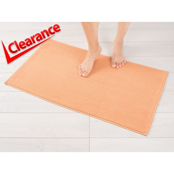 American Soft Linen, Slip Reducer Bath Rug, 100% Cotton 17x24 inches, Soft Absorbent Bath Mat Rugs, Malibu Peach