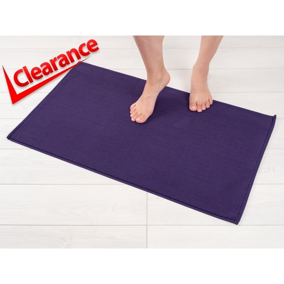 American Soft Linen, Slip Reducer Bath Rug, 100% Cotton 17x24 inches, Soft Absorbent Bath Mat Rugs, Purple