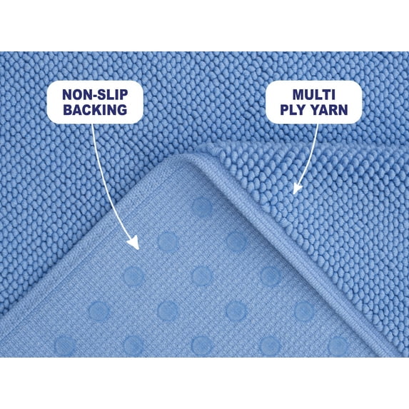American Soft Linen, Slip Reducer Bath Rug, 100% Cotton 17x24 inches, Soft Absorbent Bath Mat Rugs, Sky Blue