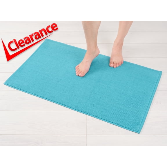 American Soft Linen, Slip Reducer Bath Rug, 100% Cotton 17x24 inches, Soft Absorbent Bath Mat Rugs, Turquoise