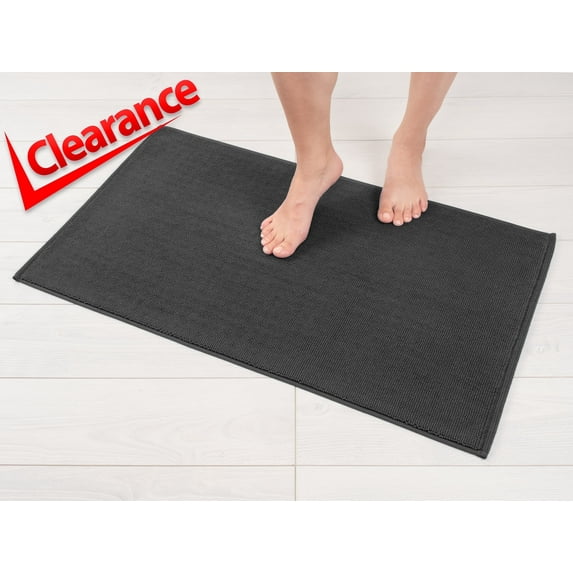 American Soft Linen, Slip Reducer Bath Rug, 100% Cotton 20x34 inches, Soft Absorbent Bath Mat Rugs, Dark Gray