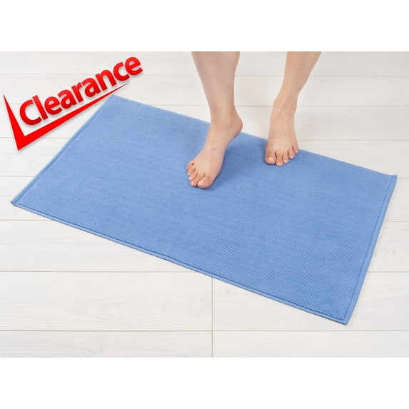 American Soft Linen, Slip Reducer Bath Rug, 100% Cotton 20x34 inches, Soft Absorbent Bath Mat Rugs, Sky Blue