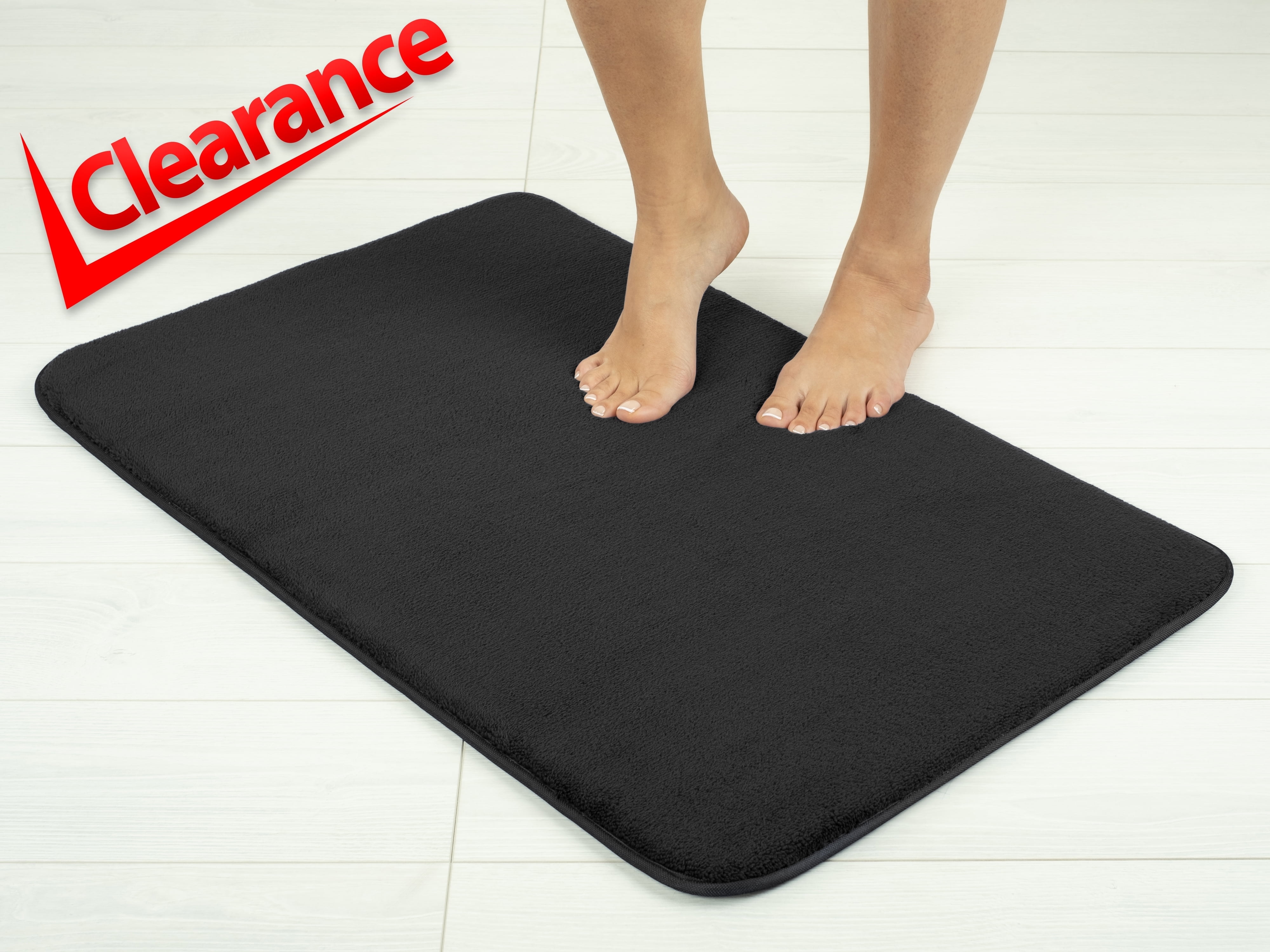 Black Fluffy Foam Non-Slip Bath Rug, 21x32 Inches