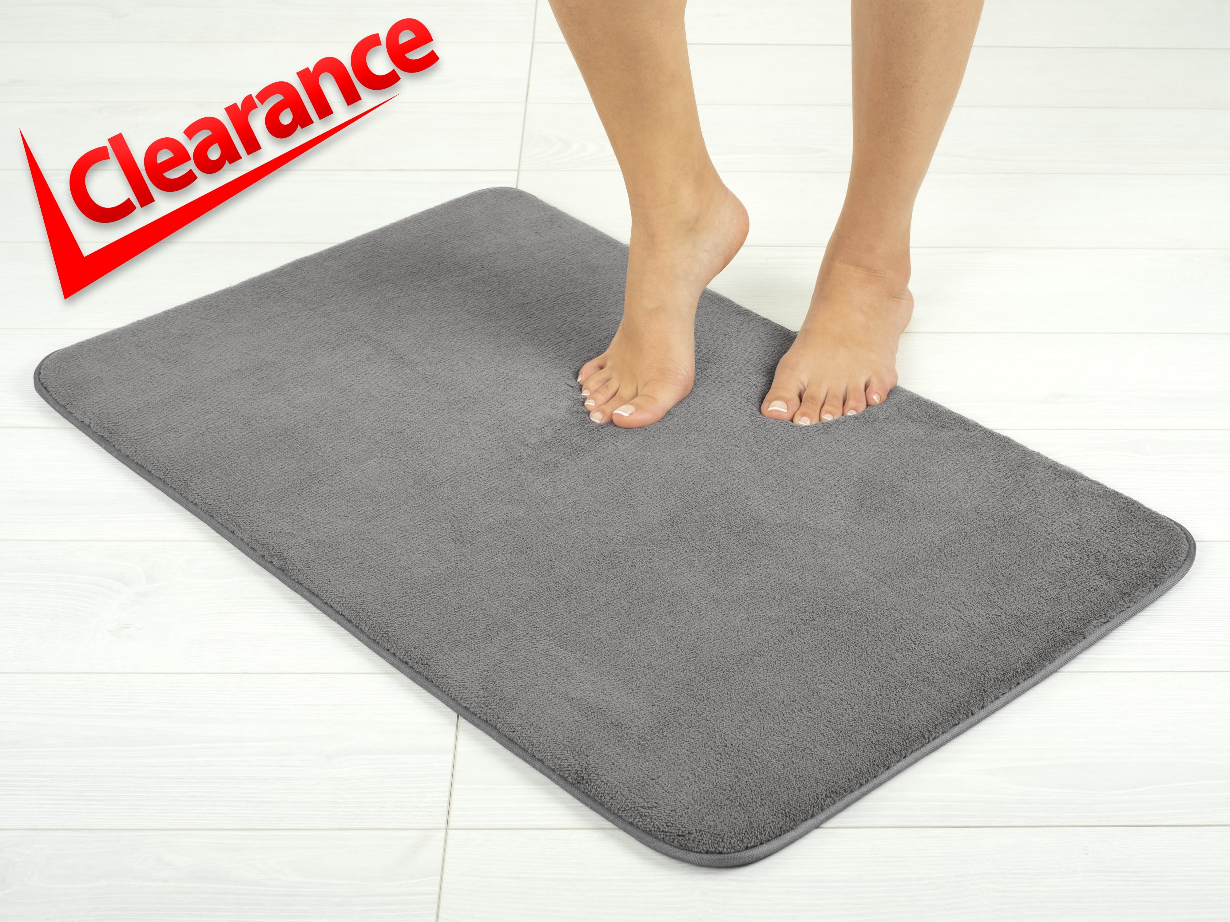 Gray Fluffy Foamed Non-Slip Bath Rug, 21x32 inches