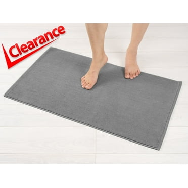 American Soft Linen, Slip Reducer Bath Rug, 100% Cotton 20x34 inches, Soft Absorbent Bath Mat Rugs, Rockridge Gray