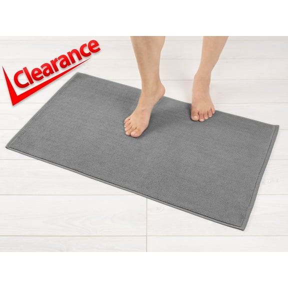 American Soft Linen, Slip Reducer Bath Rug, 100% Cotton 20x34 inches, Soft Absorbent Bath Mat Rugs, Rockridge Gray