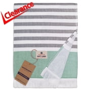 American Soft Linen Premium Turkish Peshtemal Beach Towel - Lightweight, Quick-Drying Terry Cloth, 35x60 Inches, Sand-Free, Soft & Absorbent, Green