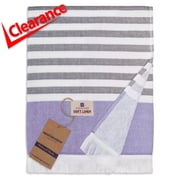 American Soft Linen Premium Turkish Peshtemal Beach Towel - Lightweight, Quick-Drying Terry Cloth, 35x60 Inches, Sand-Free, Soft & Absorbent, Purple