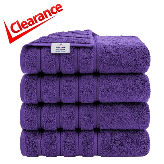 American Soft Linen Purple Bath Towel Set 100% Turkish Cotton Luxury Hotel Towels for Bathroom 4 Piece