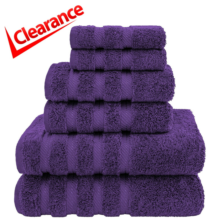 American Soft Linen 6 Piece Towel Set, 100% Cotton Bath Towels for Bathroom,  Purple in 2023