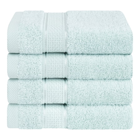 American Soft Linen, Salem Luxury 4 Pack Washcloth Set, 100% Soft Cotton, 13" x 13" Washcloths, Mint Green
