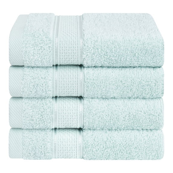 American Soft Linen, Salem Luxury 4 Pack Washcloth Set, 100% Soft Cotton, 13" x 13" Washcloths, Mint Green