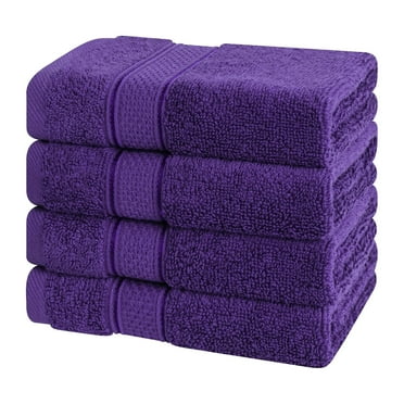 American Soft Linen , Salem Luxury 4 Pack Washcloth Set, %100 Soft Cotton, 13 x 13 Washcloths Purple