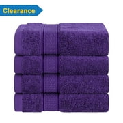 American Soft Linen, Salem Luxury 4 Pack Washcloth Set, 100% Turkish Combed Cotton, 13" x 13" Washcloths, Purple