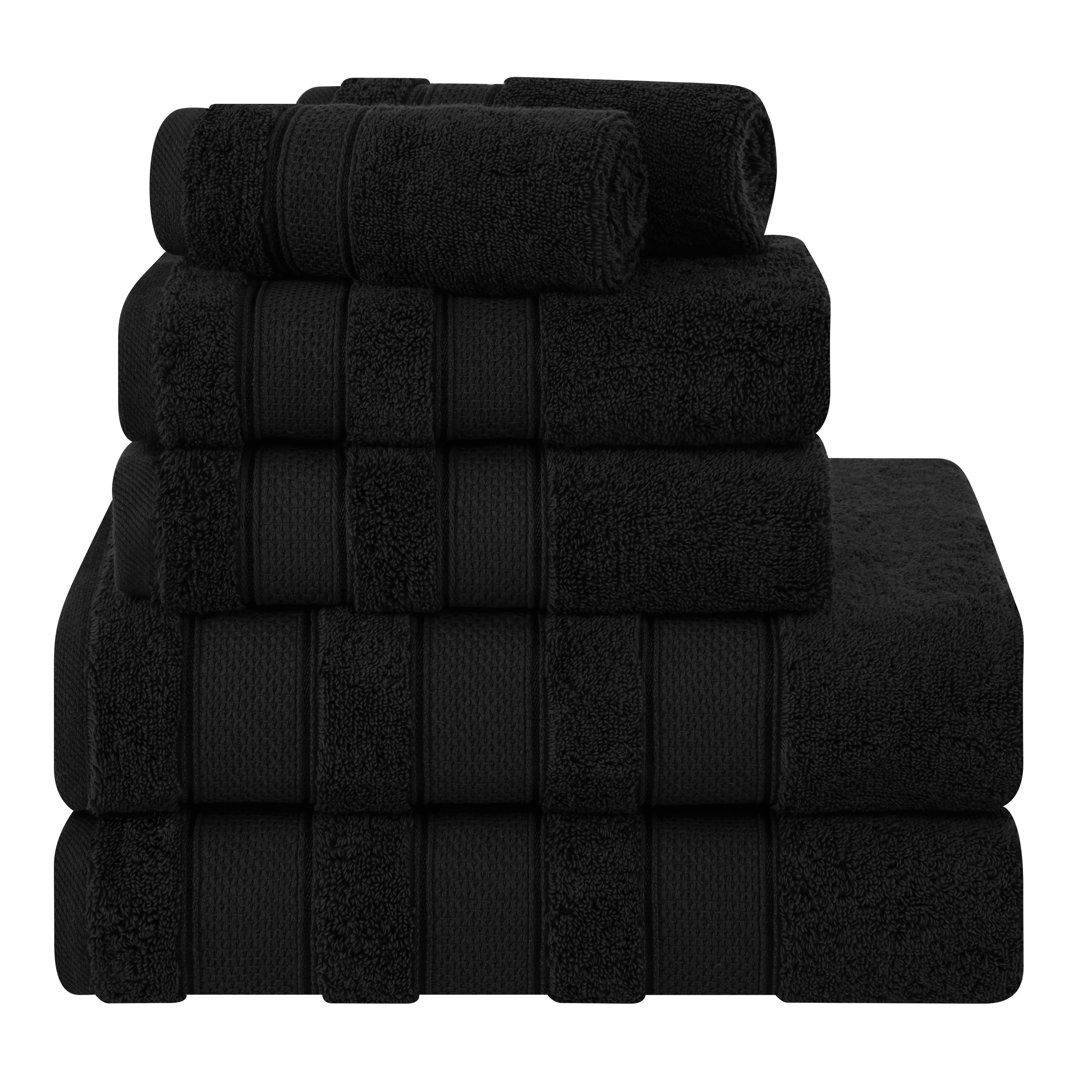 Luxury Black Turkish Cotton 6-Piece Towel Set