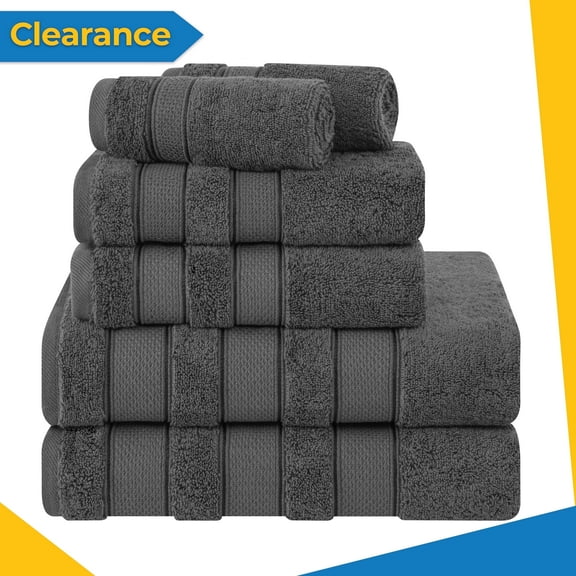 American Soft Linen Salem Turkish 6 Piece Bath Towel Set, 100% Cotton, Super Soft & Absorbent Bathroom Towels - Dark Gray