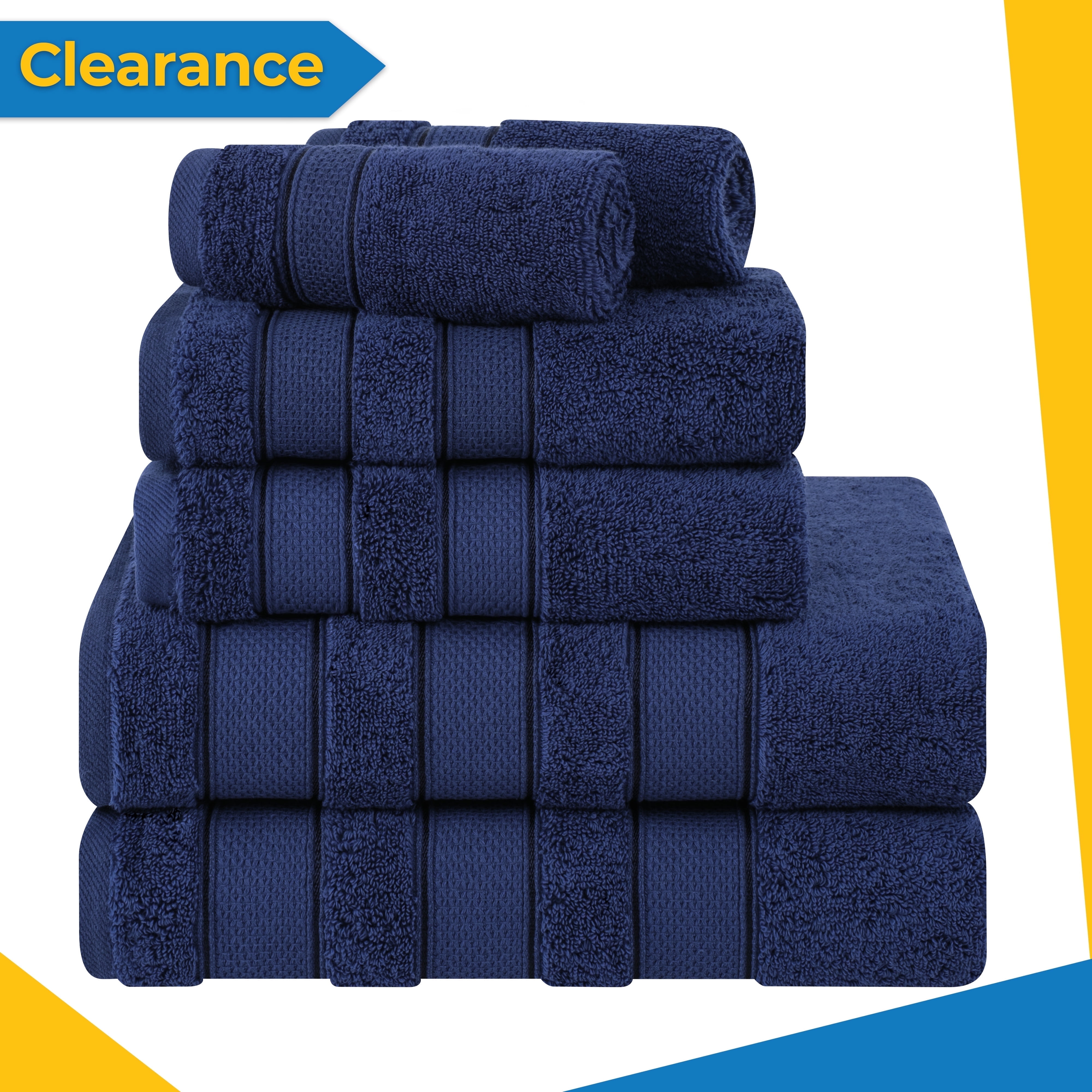 Navy Blue Turkish Cotton 6-Piece Bath Towel Set
