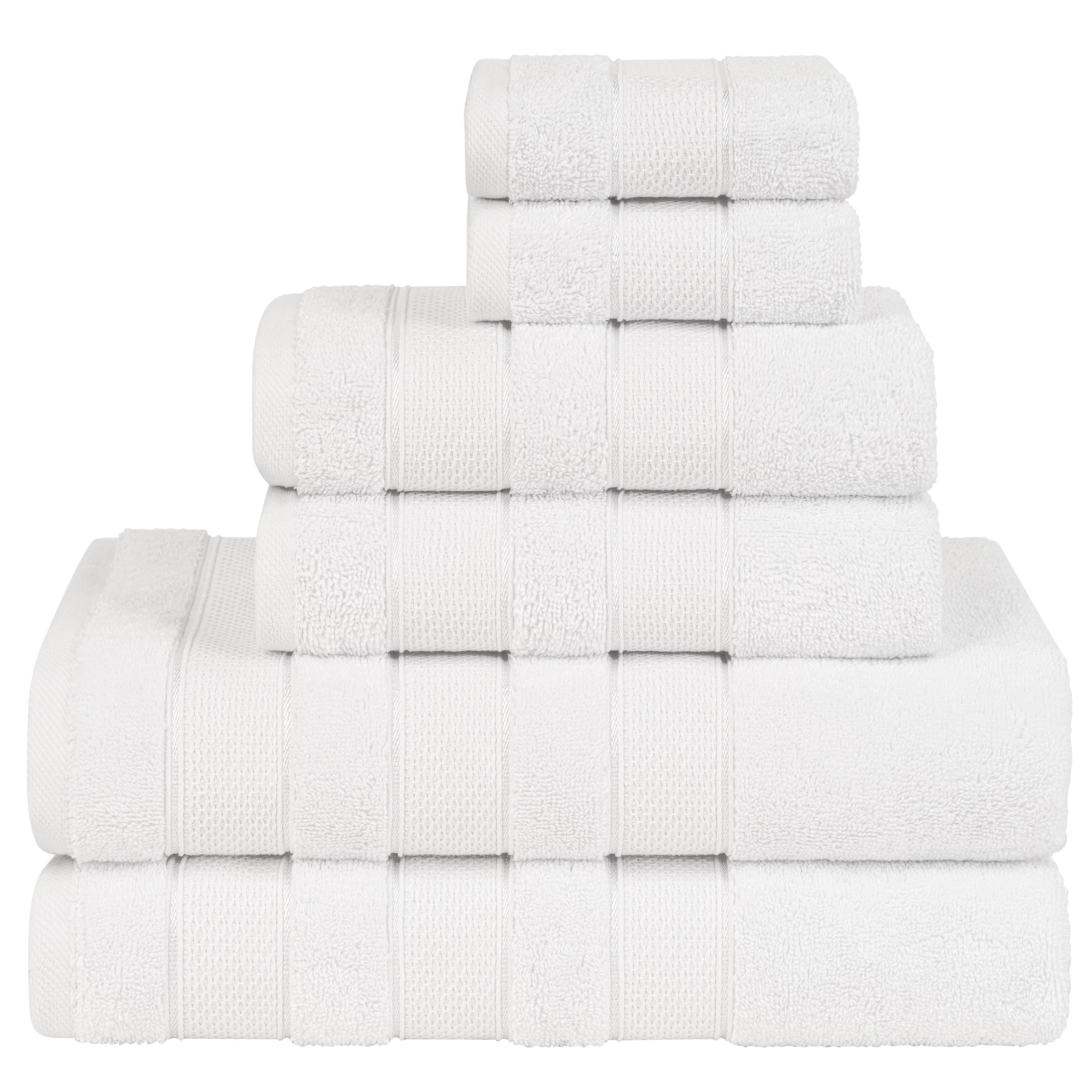 Luxurious White Turkish Cotton 6-Piece Bath Towel Set