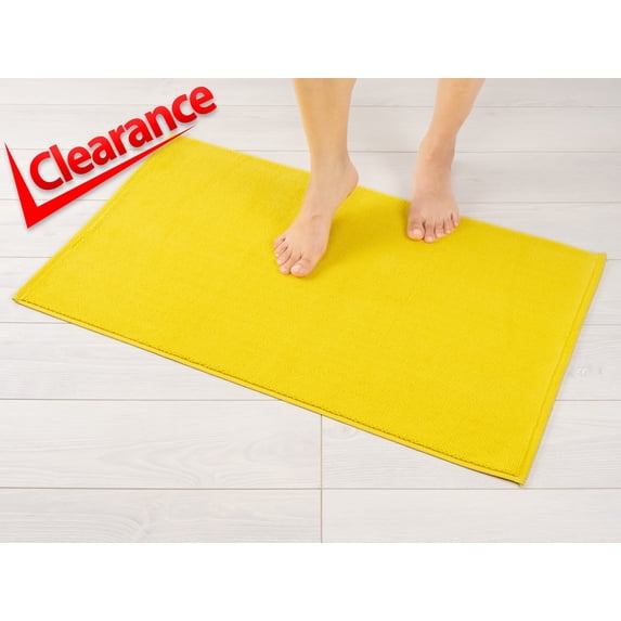 American Soft Linen, Slip Reducer Bath Rug, 100% Cotton 17x24 inches, Soft Absorbent Bath Mat Rugs, Yellow