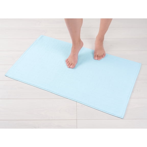 American Soft Linen, Slip Reducer Bath Rug, 100% Cotton 20x34 inches, Soft Absorbent Bath Mat Rugs, Duck Egg