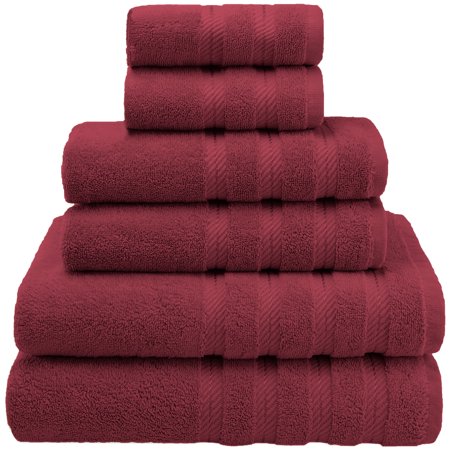 American Soft Linen Turkish 6 Piece Towel Set, 100% Cotton Premium Soft Bathroom Towels, Bordeaux Red
