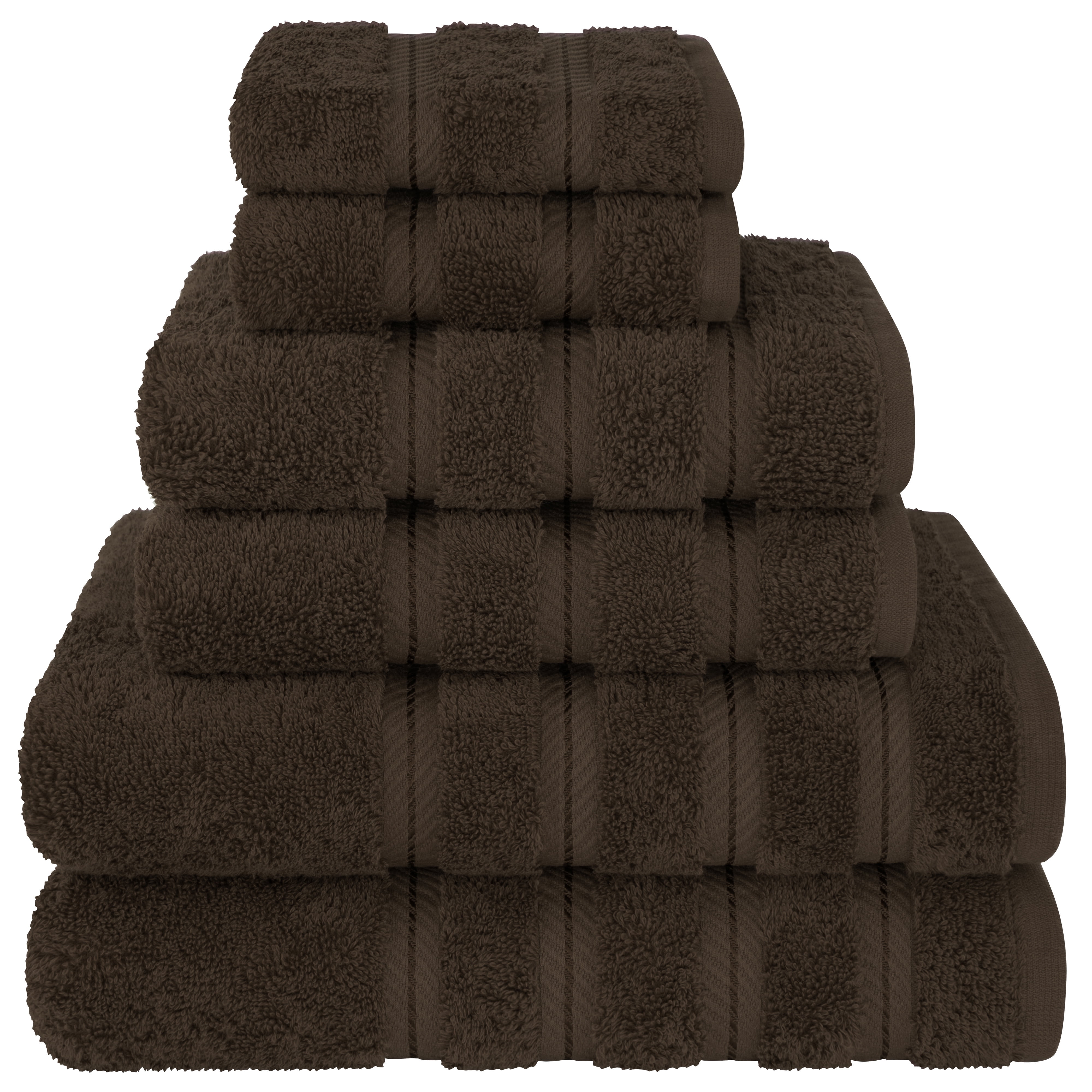 American Soft Linen Turkish 6 Piece Towel Set, 100% Cotton Premium Soft Bathroom Towels, Brown