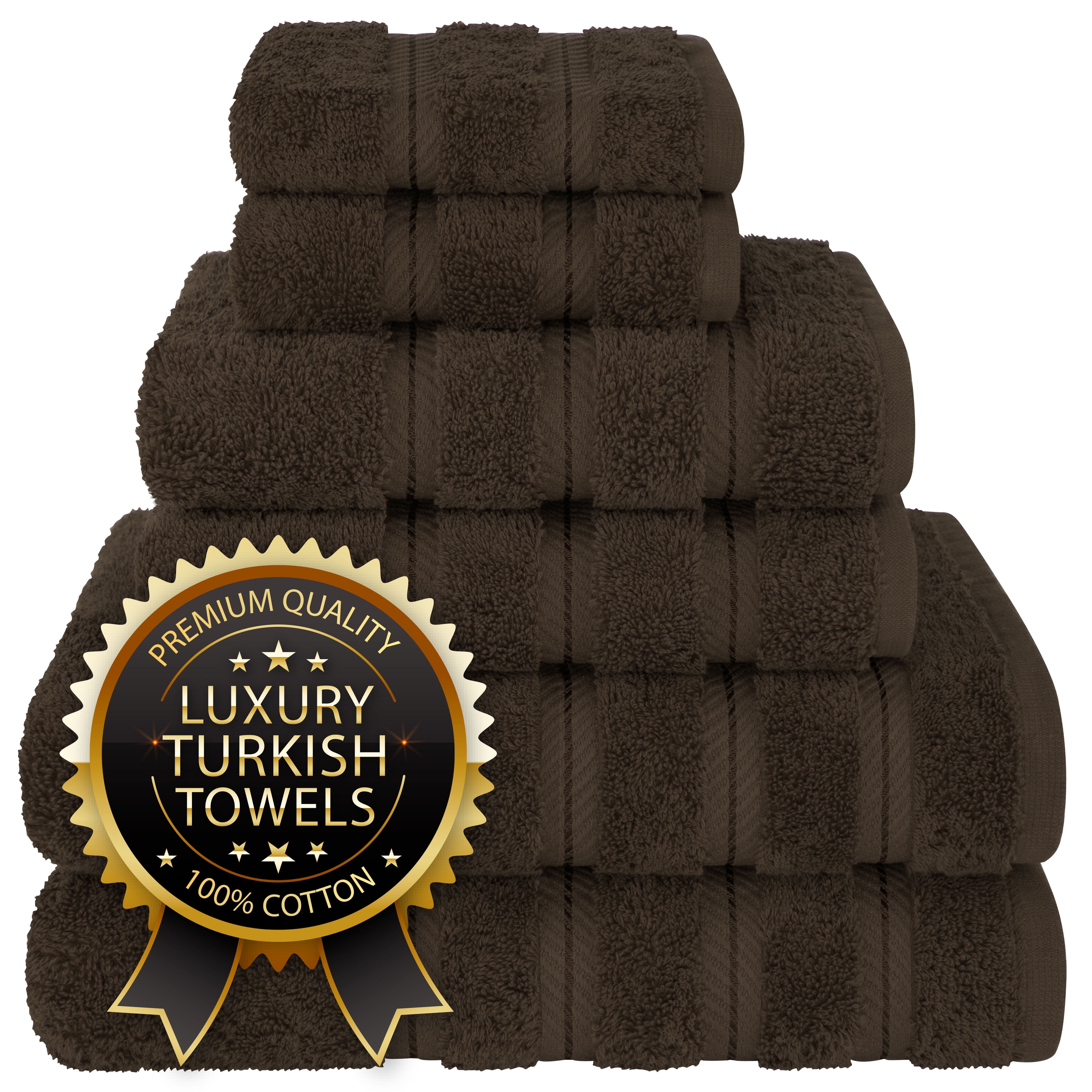 Luxury Brown Turkish Cotton 6-Piece Towel Set