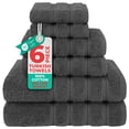 thumbnail image 1 of American Soft Linen Turkish 6 Piece Towel Set, 100% Cotton Premium Soft Bathroom Towels, Dark Gray, 1 of 10