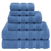American Soft Linen Turkish 6 Piece Towel Set, 100% Cotton Premium Soft Bathroom Towels, Electric Blue