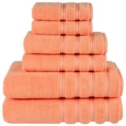 American Soft Linen Turkish 6 Piece Towel Set, 100% Cotton Premium Soft Bathroom Towels, Malibu Peach