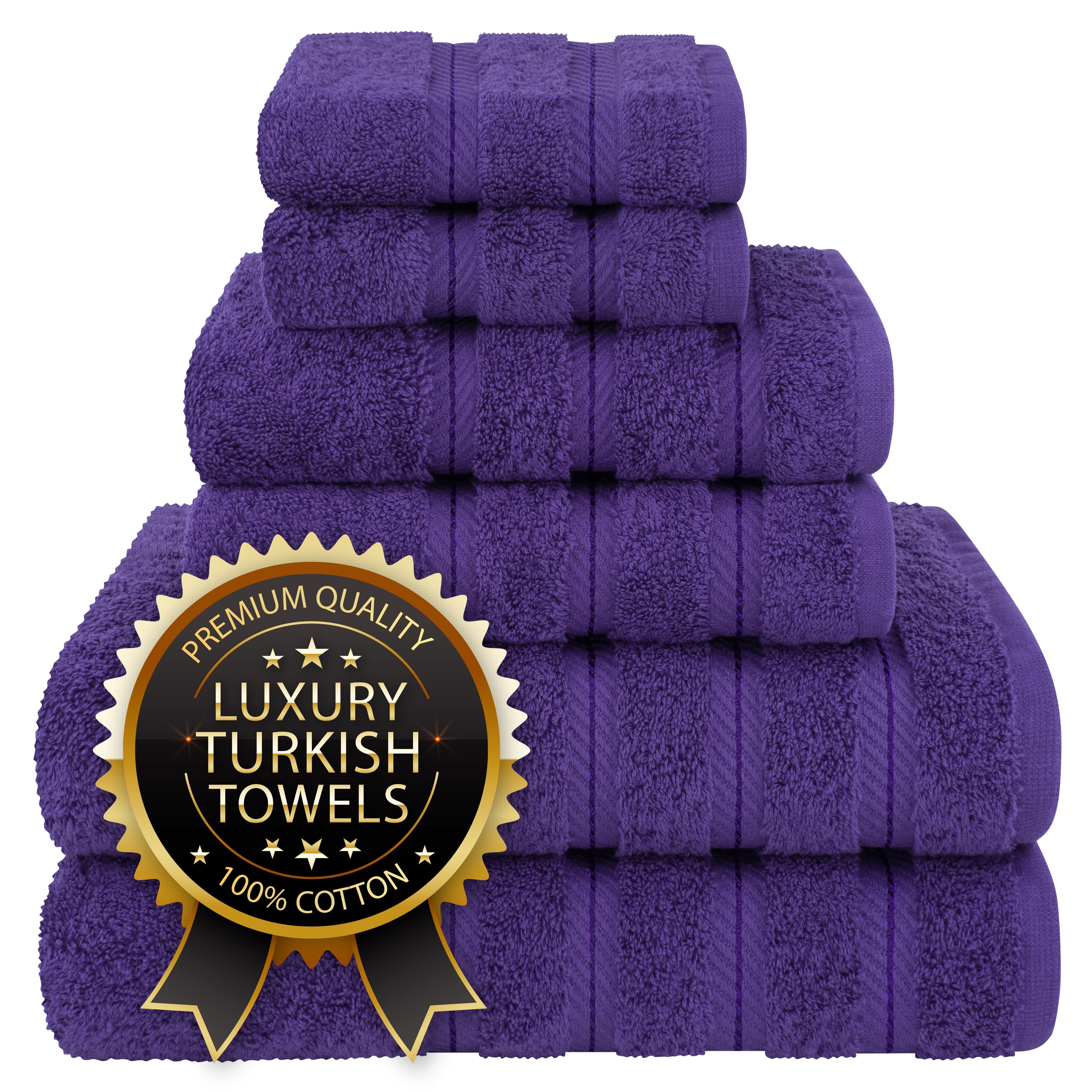 Luxury Purple Turkish Cotton 6-Piece Towel Set