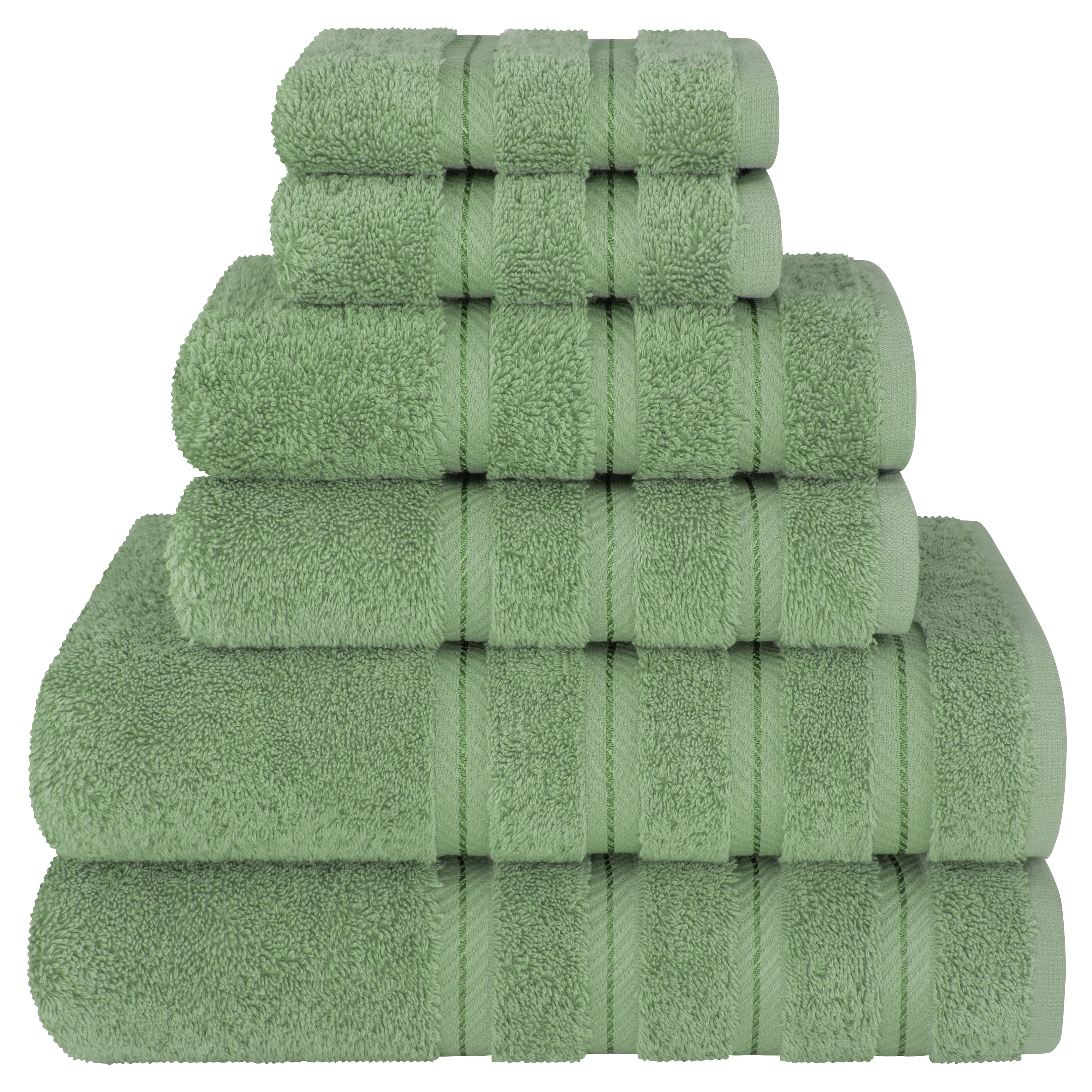 American Soft Linen Turkish 6 Piece Towel Set, 100% Cotton Premium Soft Bathroom Towels, Sage Green