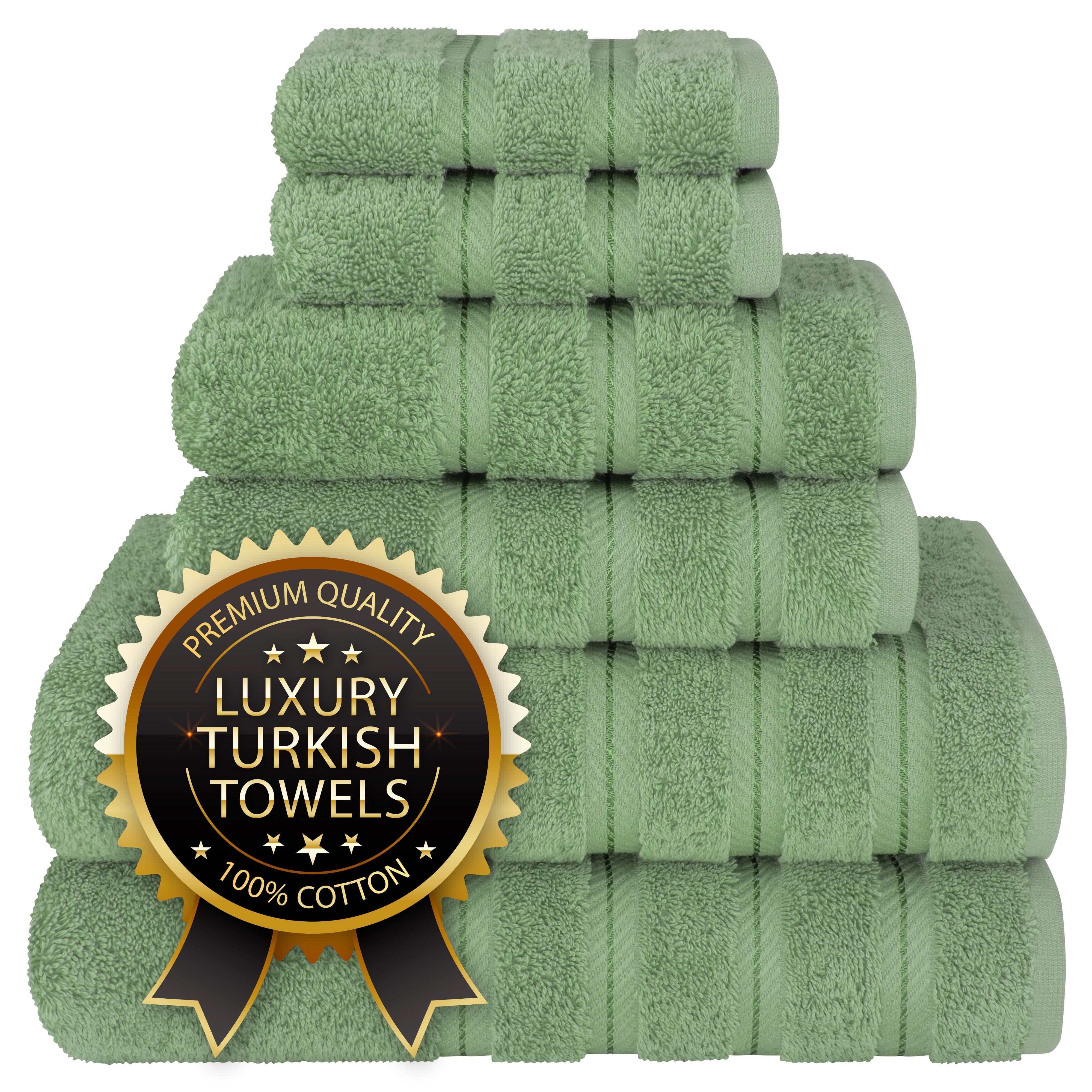 Sage Green Turkish Cotton 6-Piece Towel Set