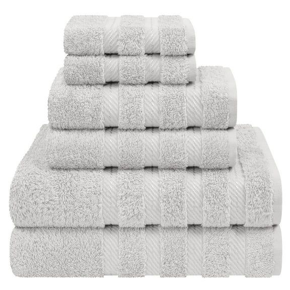 American Soft Linen Turkish 6 Piece Towel Set, 100% Cotton Premium Soft Bathroom Towels, Silver Gray