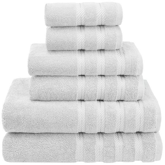 American Soft Linen Turkish 6 Piece Towel Set, 100% Cotton Premium Soft Bathroom Towels, Silver Gray
