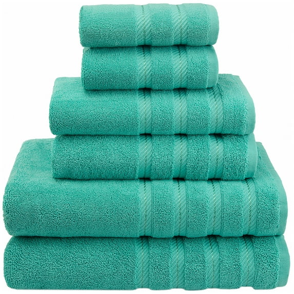 American Soft Linen Turkish 6 Piece Towel Set, 100% Cotton Premium Soft Bathroom Towels, Turquoise