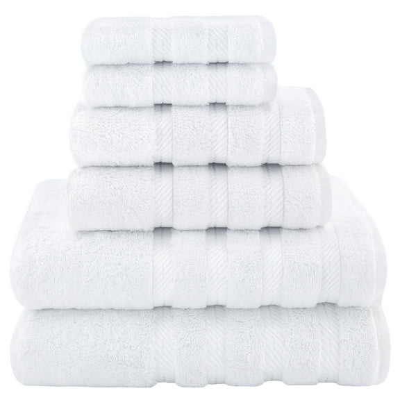American Soft Linen Turkish 6 Piece Towel Set, 100% Cotton Premium Soft Bathroom Towels, White