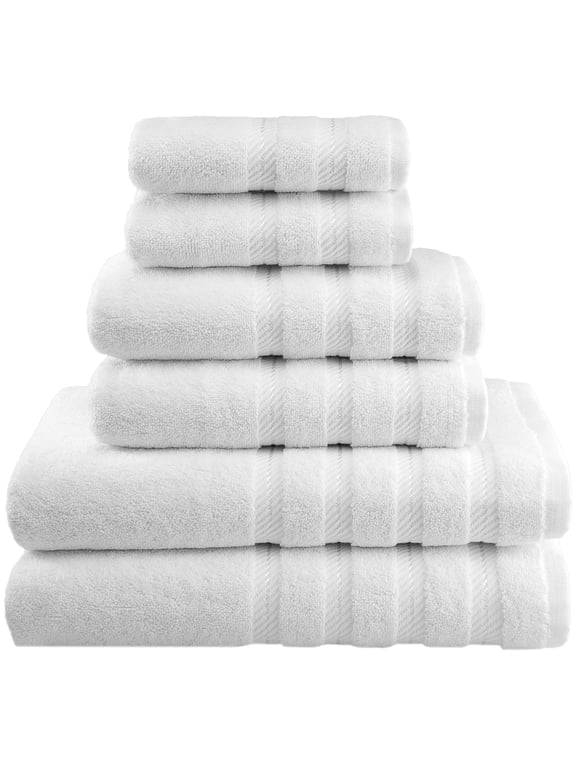 Turkish 6 Piece Towel Set, 100% Cotton Premium Soft Bathroom Towels, White
