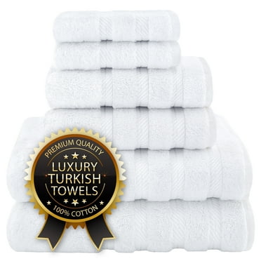 American Soft Linen Turkish 6 Piece Towel Set, 100% Cotton Premium Soft Bathroom Towels, White
