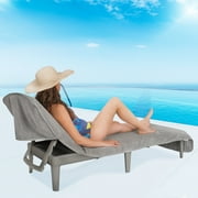 American Soft Linen Turkish Beach & Pool Lounge Chaise Cover with Pocket – Soft, Absorbent, Machine Washable, 86x32 Inches - Rockridge Gray